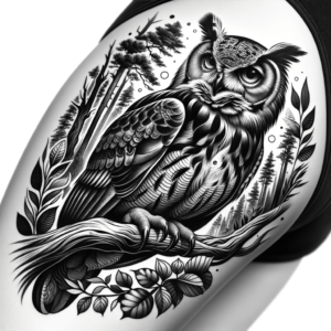 Realistic Owl With Forest Background
