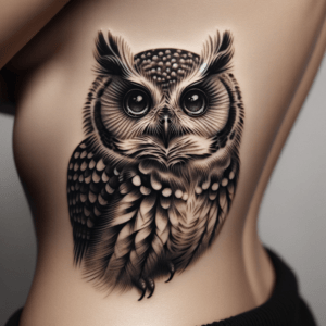Realistic Owl With Large Eyes And Detailed Feathers