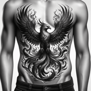 Realistic Phoenix With Detailed Feathers And Flames