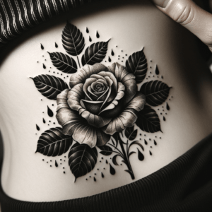 Realistic Rose With Raindrops