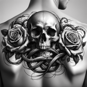 Realistic Skull With Roses