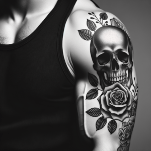 Realistic Skull With Roses
