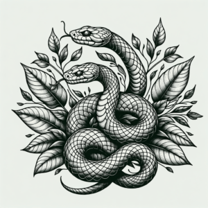 Realistic Snake With Foliage