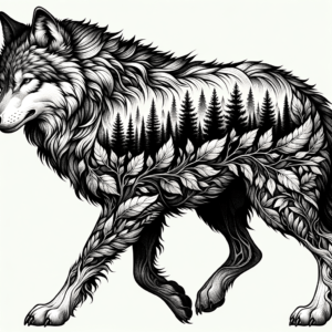 Realistic Wolf With Trees