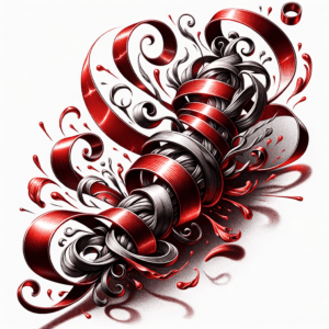 Red Ribbon In A Sexy Tattoo Style