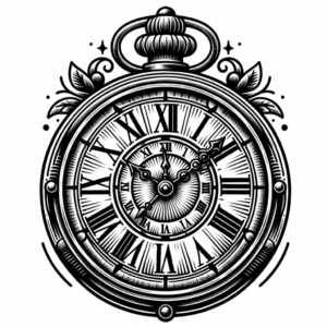 Retro Clock With Roman Numerals