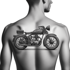 Retro Motorcycle Design On A Man’S Back