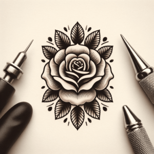 Rose Depicted In An American Traditional Tattoo