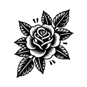 Rose In American Traditional Lines