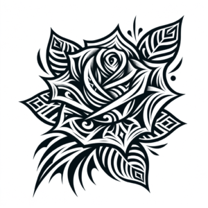 Rose In Tribal Tattoo Design