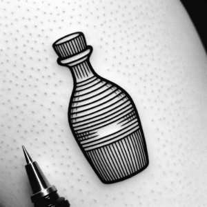 Sake Bottle In Japanese Lines