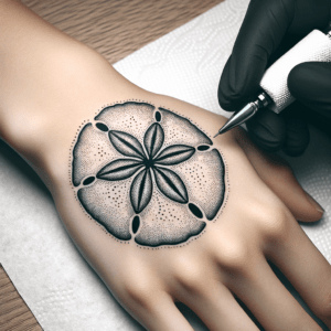 Sand Dollar Depicted In A Dotwork Tattoo