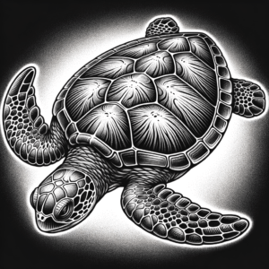 Sea Turtle In Micro Realism Lines