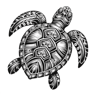 Sea Turtle In Polynesian Lines