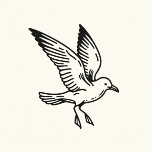 Seagull In Stick And Poke Lines