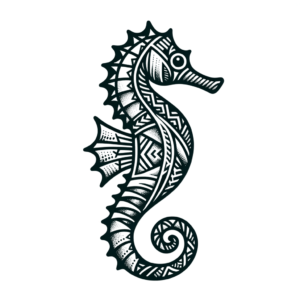 Seahorse In Polynesian Lines