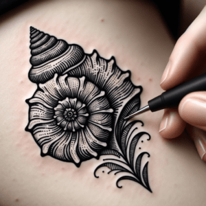 Seashell Depicted In An Embroidery Tattoo