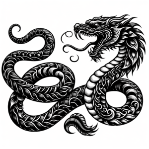 Serpent In A Blackwork Tattoo Style