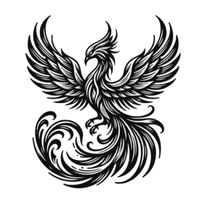 Simple Blackwork Phoenix Tattoo