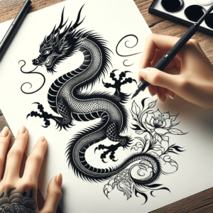 Simple Linework Dragon Design