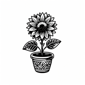 Simple Sunflower In A Pot