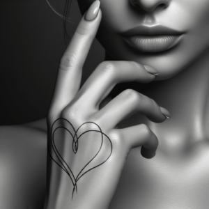 Single Continuous Line Heart Design On A Woman’S Finger