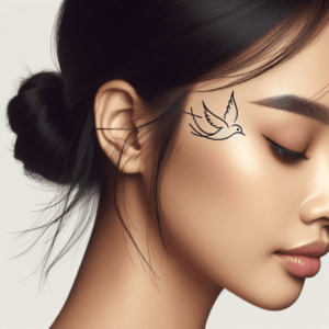 Single Line Bird In Flight On The Side Of The Head
