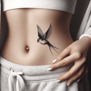 Single Line Bird With Spread Wings And Tail