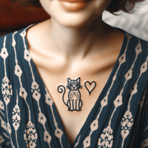 Single Line Cat And Heart