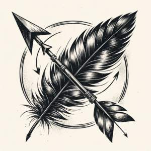 Sketchy Arrow And Feather Intertwined