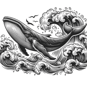 Sketchy Whale With Waves