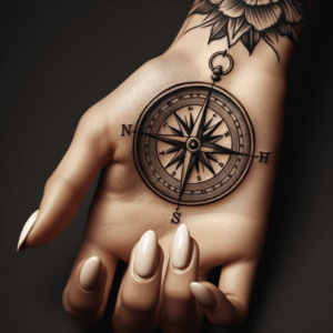 Small Compass On The Back Of The Hand