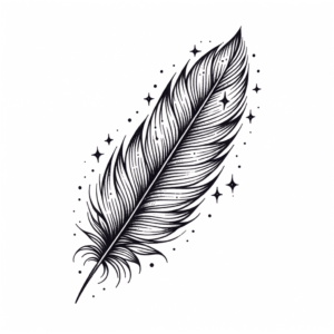 Small Dainty Feather With Stars