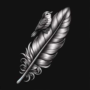 Small Feather With A Tiny Bird