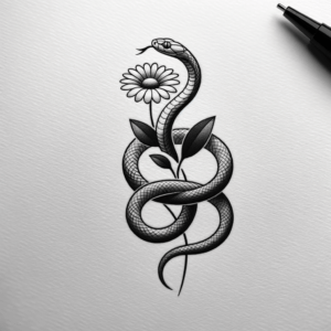 Small Snake With A Tiny Flower