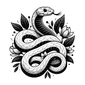 Smiling Snake With Flowers