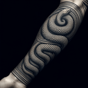 Snake Coils Depicted In An Armband Tattoo