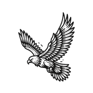 Soaring Eagle Captured In A Fine Line Tattoo