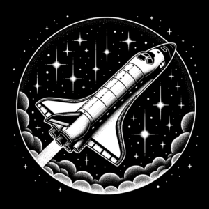 Space Shuttle With Stars In Minimalist Style