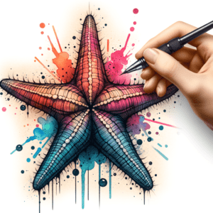 Starfish In A Watercolor Tattoo Style