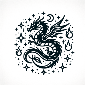 Stick And Poke Dragon With Stars
