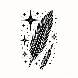 Stick And Poke Feather With Stars