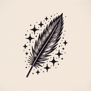 Stick And Poke Feather With Stars
