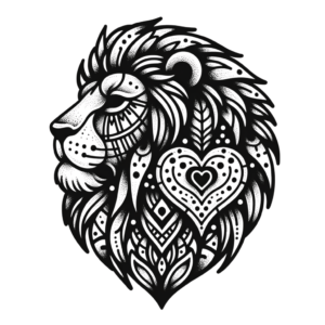 Stick And Poke Lion With Heart