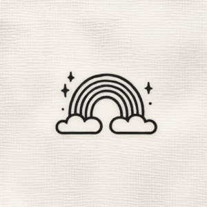 Stick And Poke Rainbow With Clouds