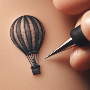 Stick And Poke Tattoo Design Of A Hot Air Balloon