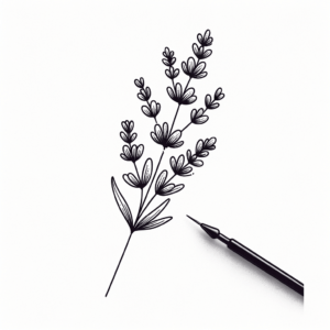 Stick And Poke Tattoo Design Of A Lavender Sprig