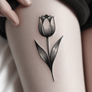 Stick And Poke Tattoo Design Of A Tulip