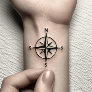 Stick And Poke Tattoo Of A Compass