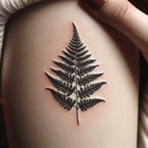Stick And Poke Tattoo Of A Fern